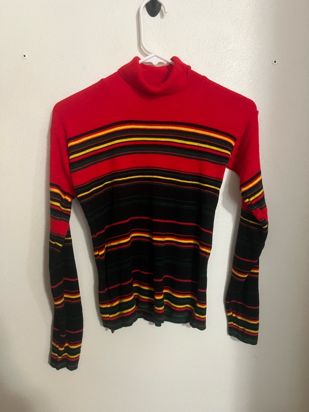 *Vintage* 100% Acrylic Made in Italy Striped Turtleneck Lightweight Sweater Sz M